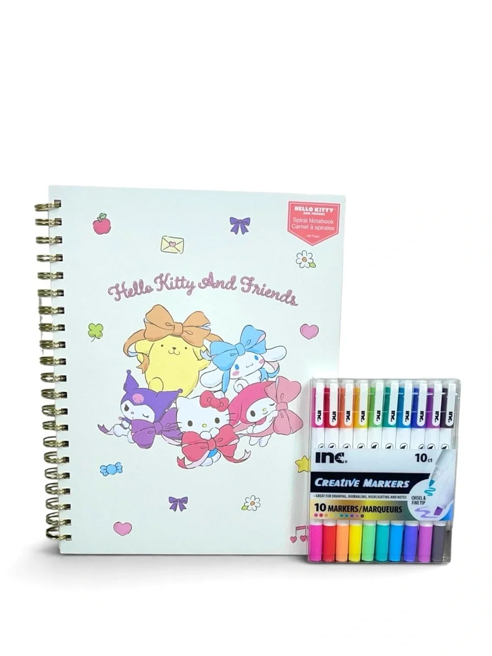 Hello Kitty And Friends Spiral Notebook with Colorful Marker Set